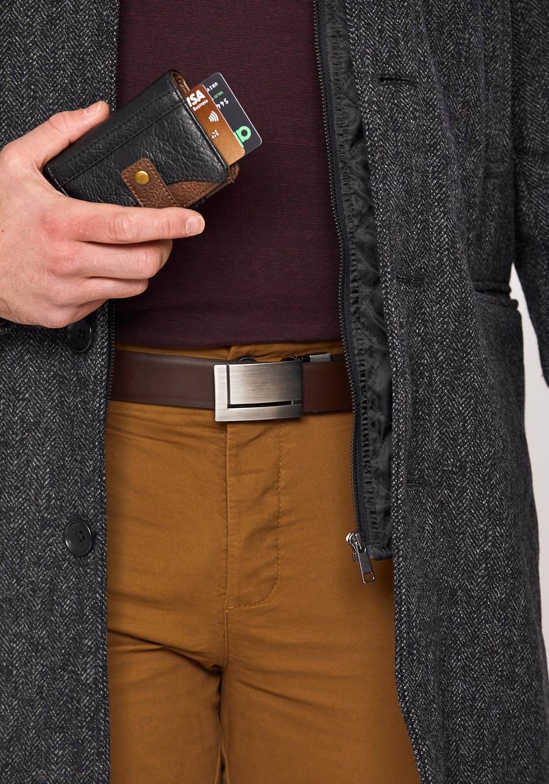 Brandwell Leather Reversible Belt &amp; Card Slider Wallet Set 4 Shaws Department Stores