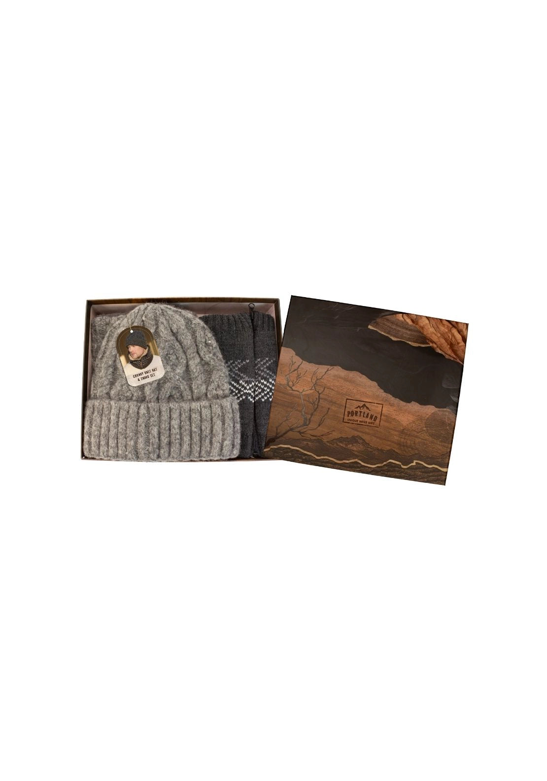Something Special Chunky Knit Beanie &amp; Snood Set - Walnut 1 Shaws Department Stores