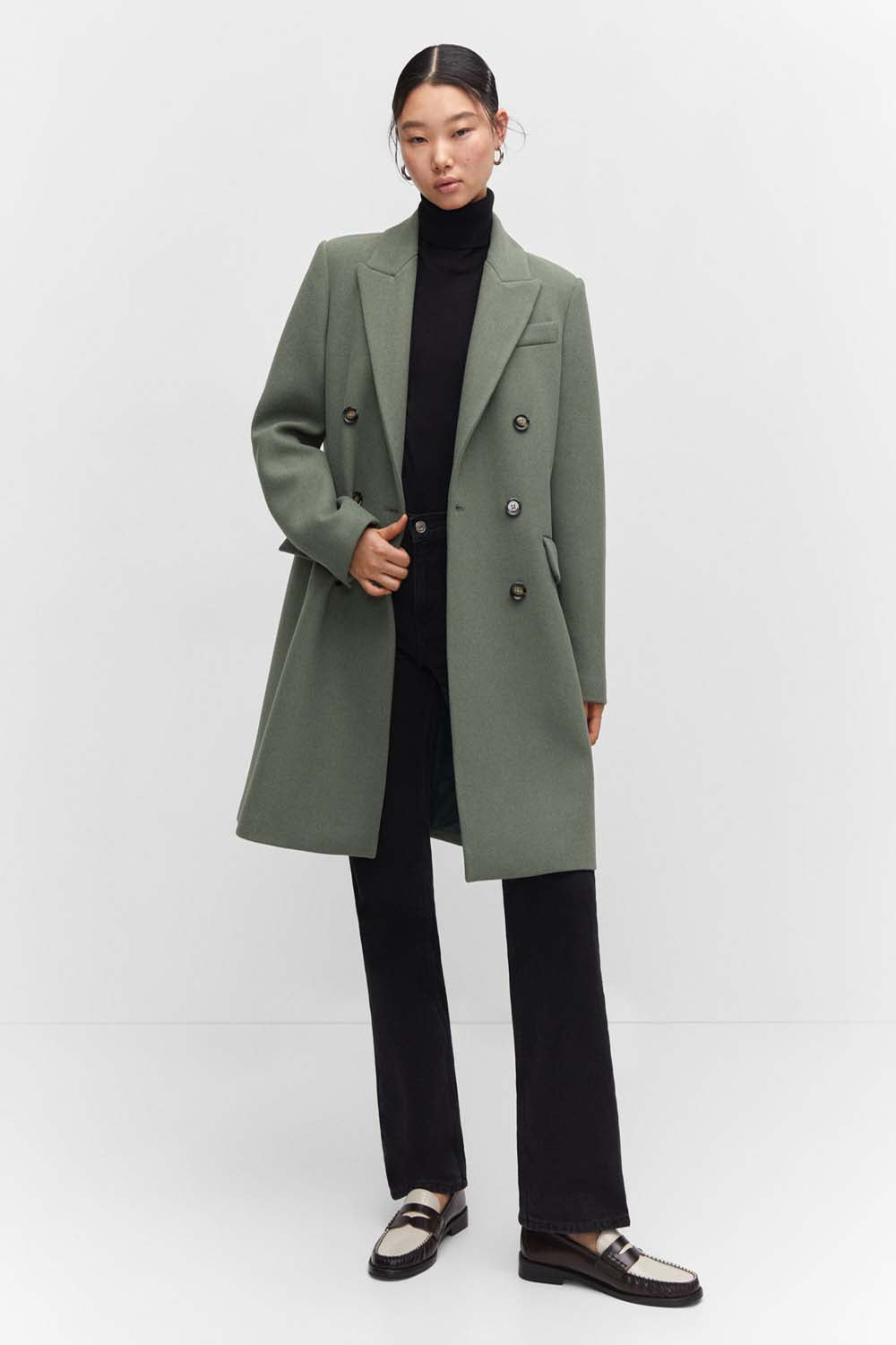 Wool double-breasted coat