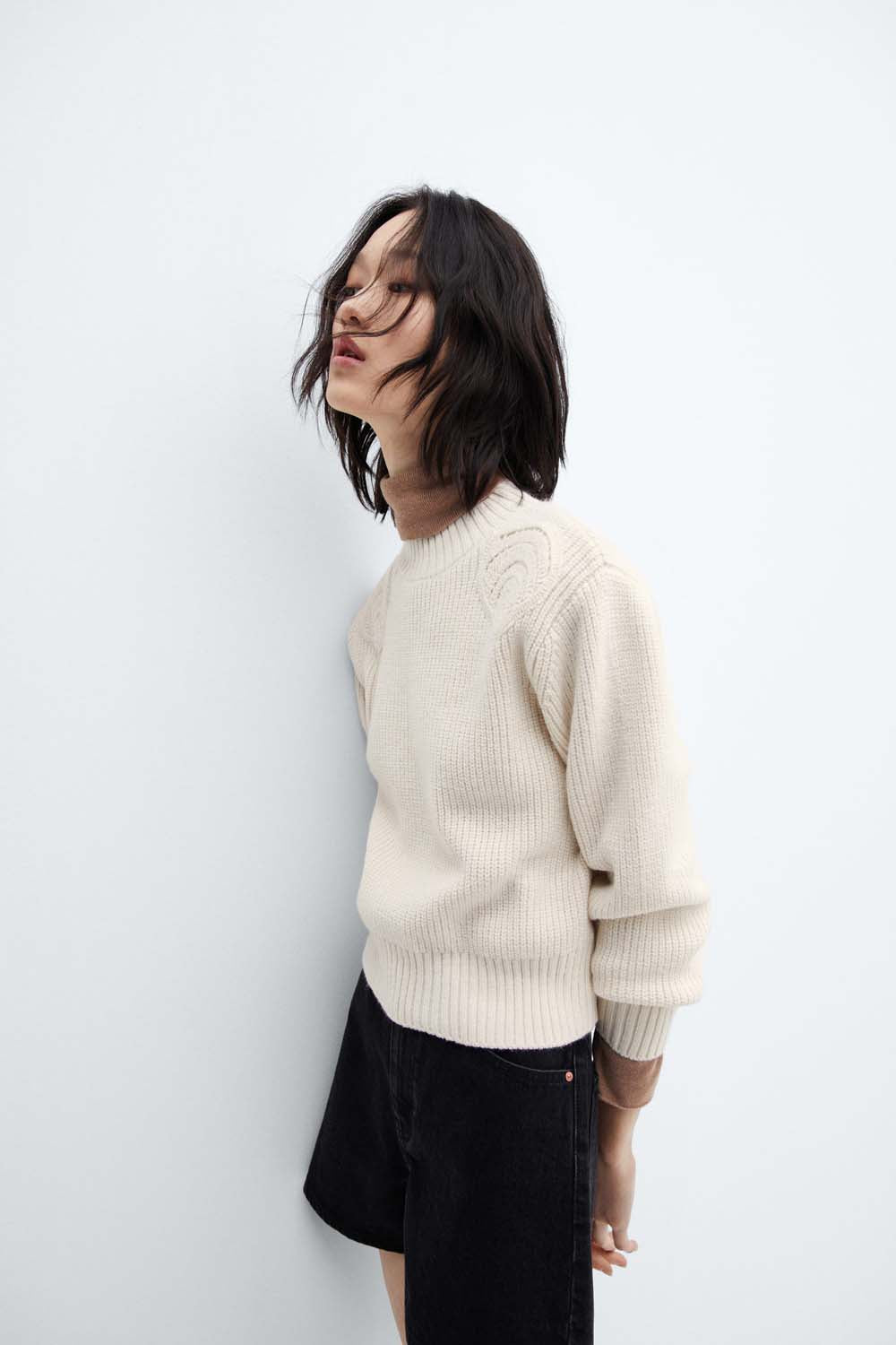 Mango Perkins neck sweater with shoulder detail 6 Shaws Department Stores