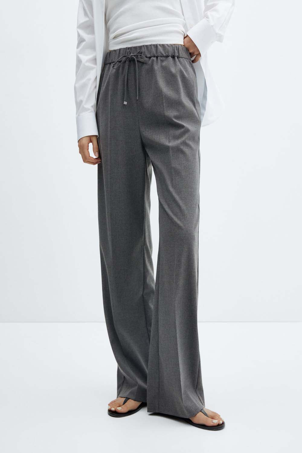 Mango Wideleg trousers with elastic waist 1 Shaws Department Stores