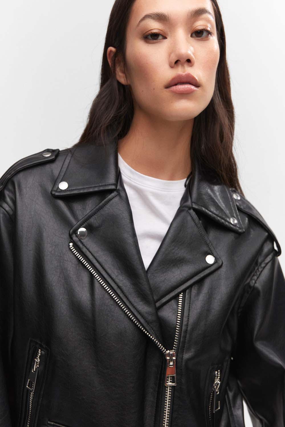 Oversize leather effect jacket