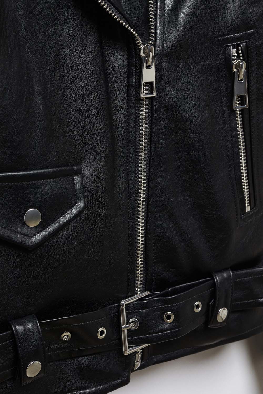Oversize leather effect jacket