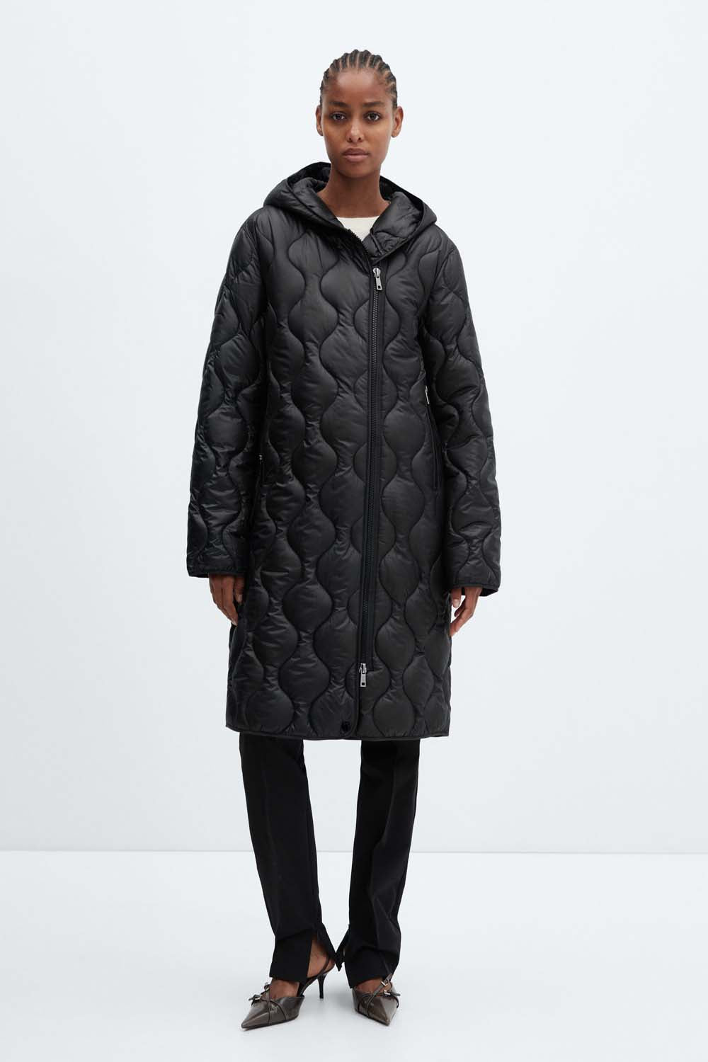 Mango Hood quilted coat 1 Shaws Department Stores