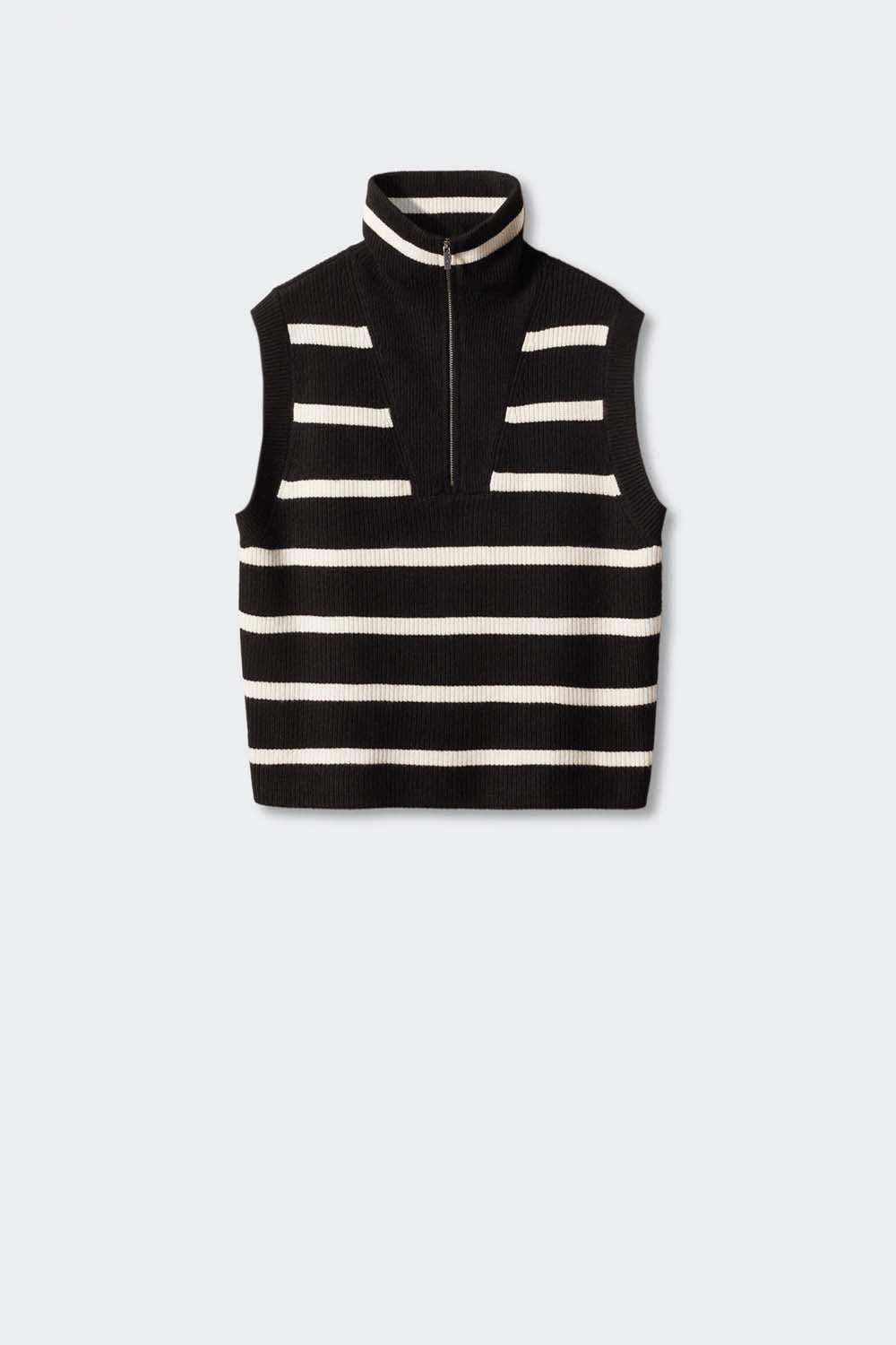 Striped gilet with zip