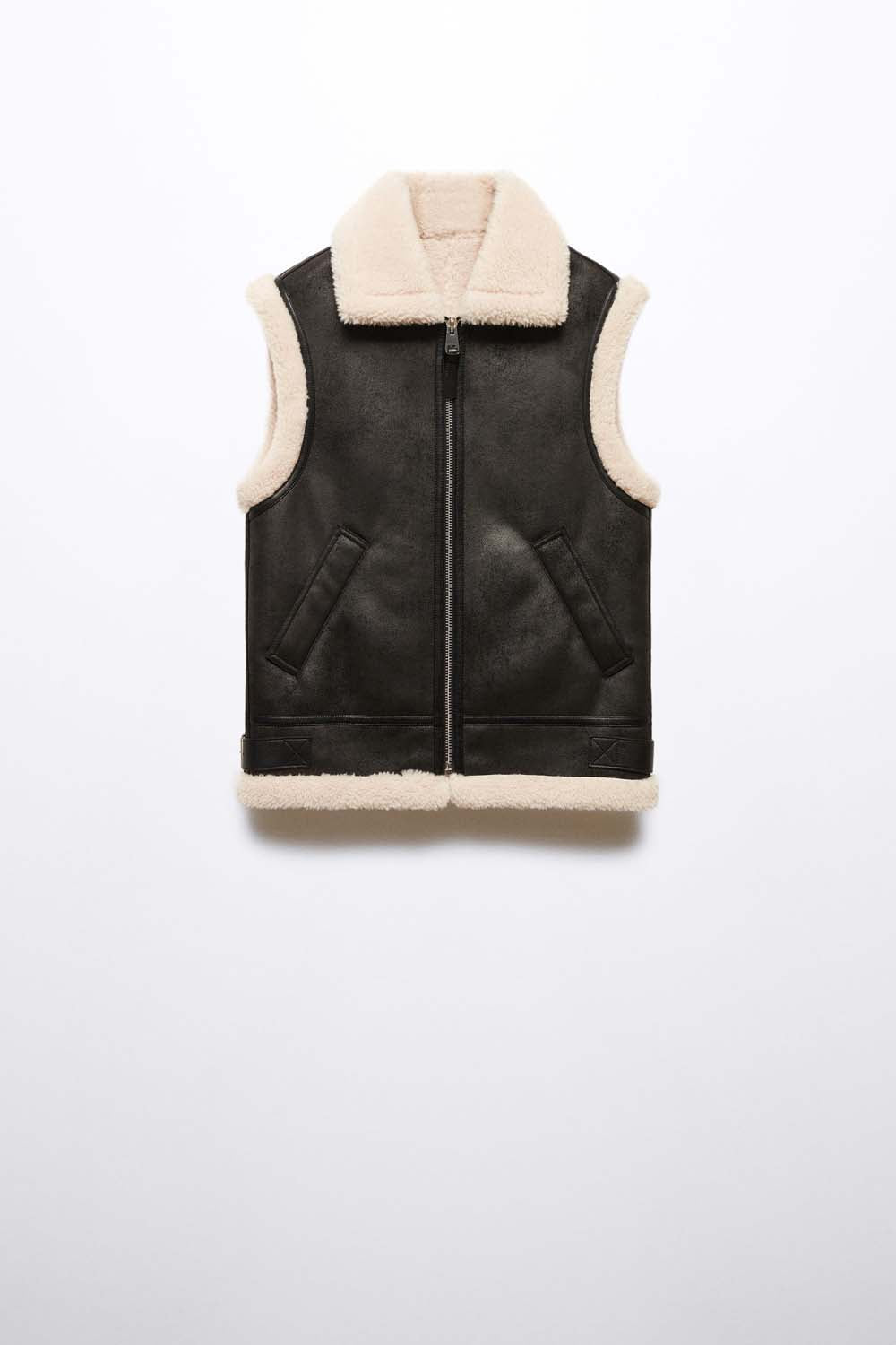 Mango Double face leather effect vest 9 Shaws Department Stores