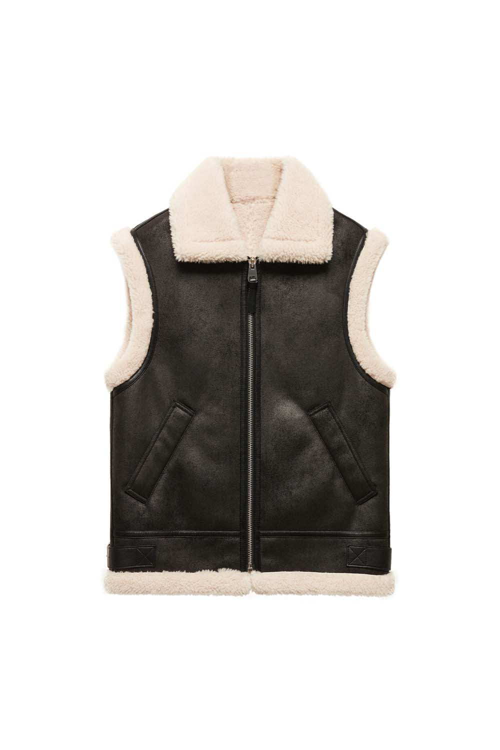 Mango Double face leather effect vest 3 Shaws Department Stores