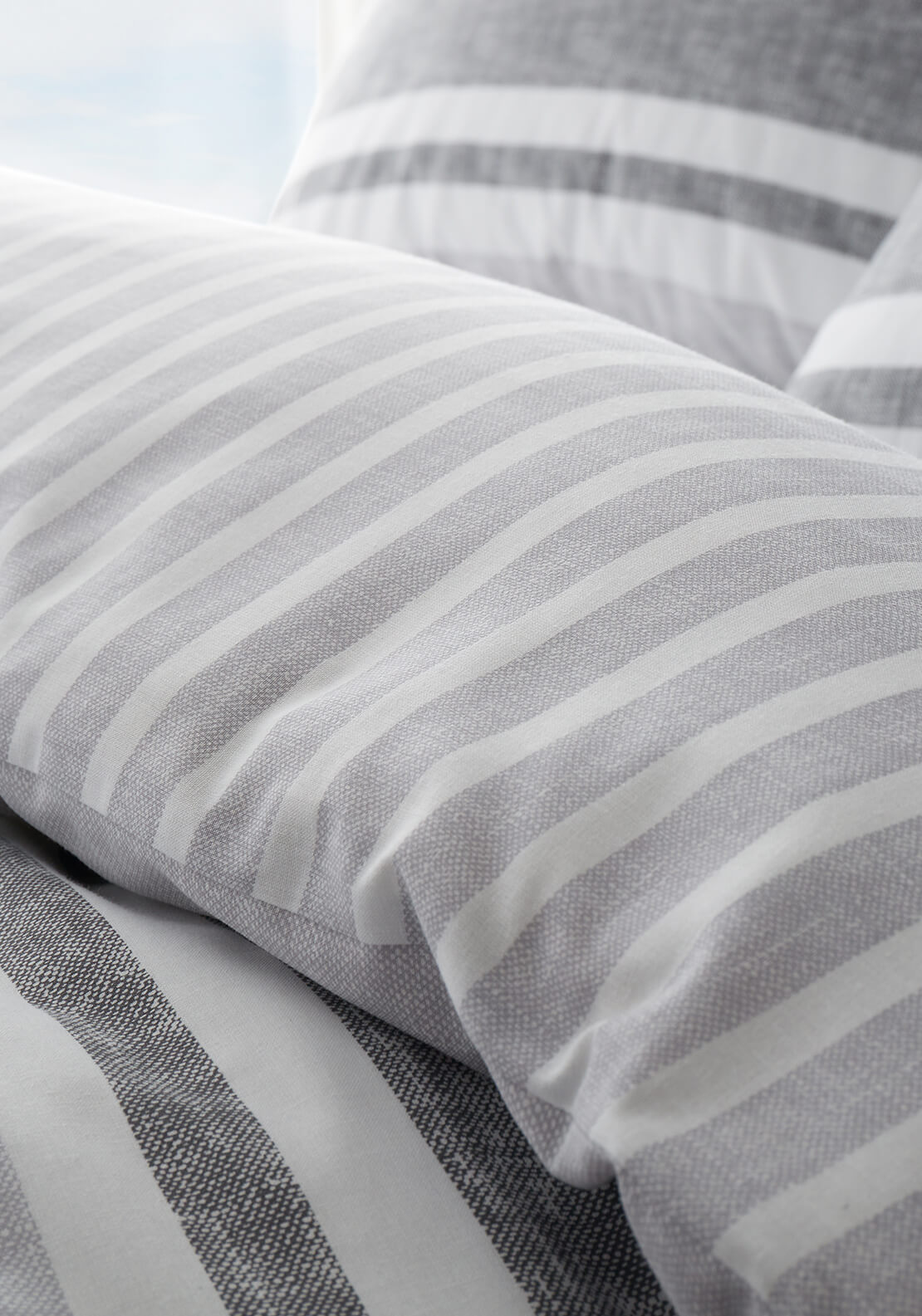  The Home Collection Classic Textured Banded Stripe Reversible Duvet Cover Set - Grey 3 Shaws Department Stores