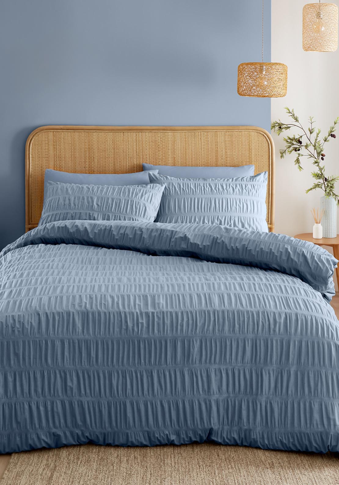 The Home Collection Textured Seersucker Duvet Cover Set - Blue 1 Shaws Department Stores