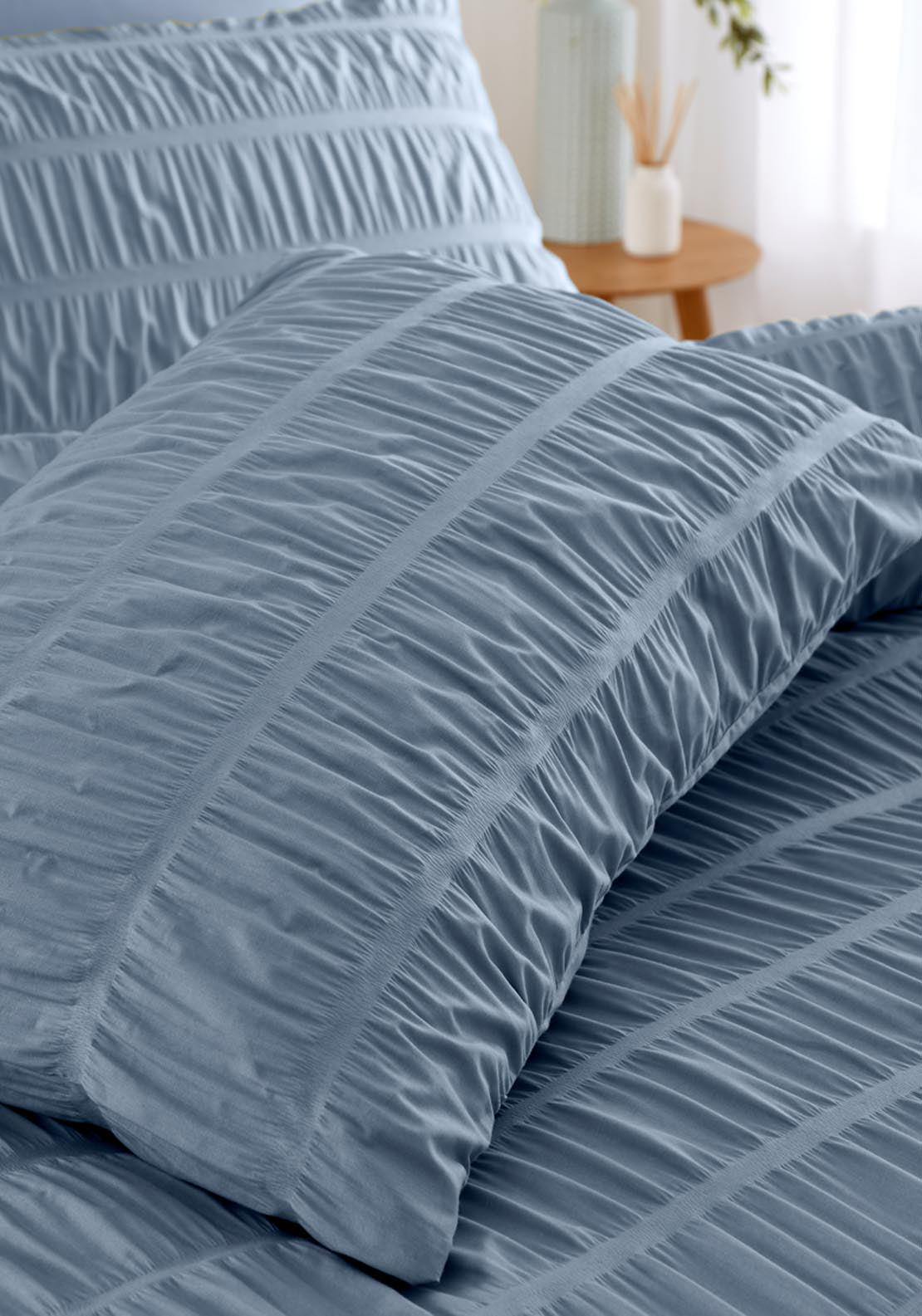 The Home Collection Textured Seersucker Duvet Cover Set - Blue 2 Shaws Department Stores