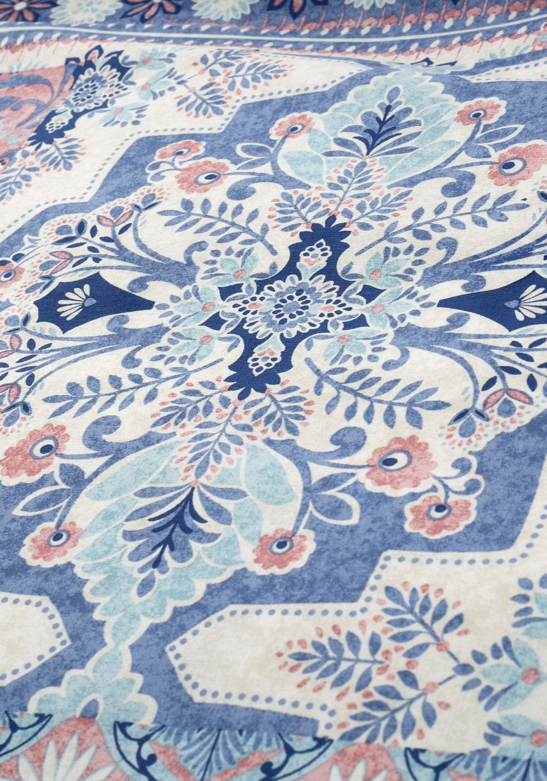 Catherine Lansfield Boho Patchwork Reversible Duvet Cover Set - Blue 4 Shaws Department Stores