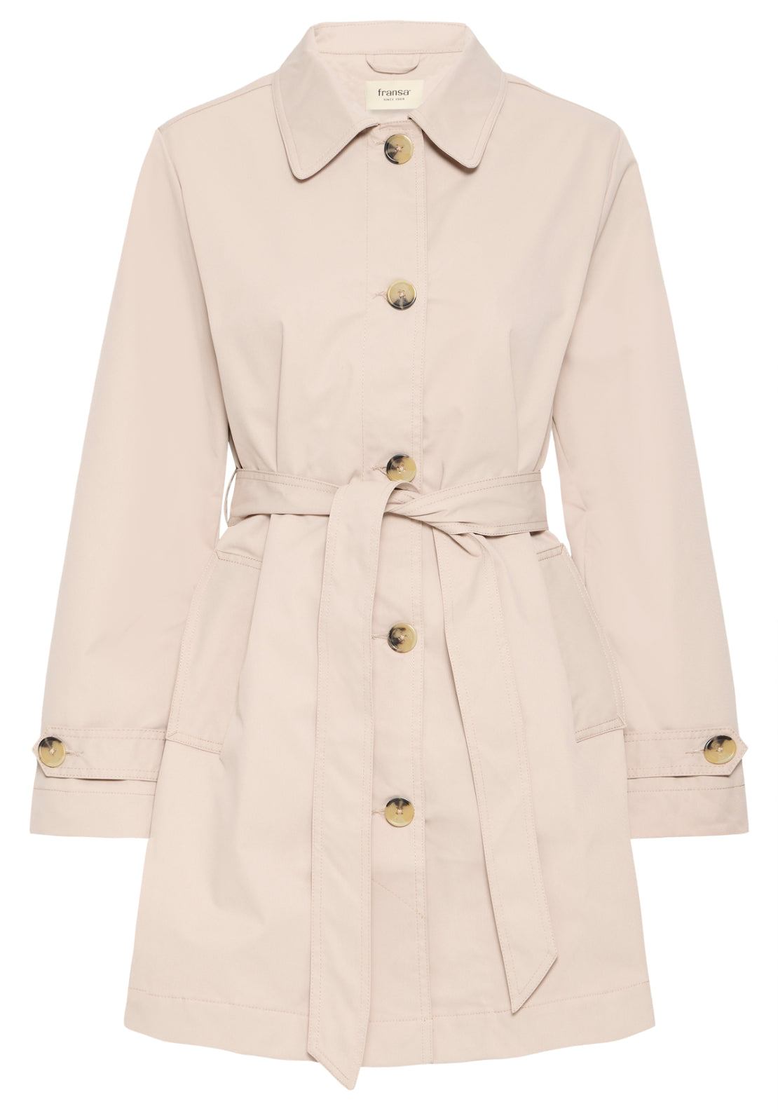Fransa Refined Trench Coat - Brown 2 Shaws Department Stores
