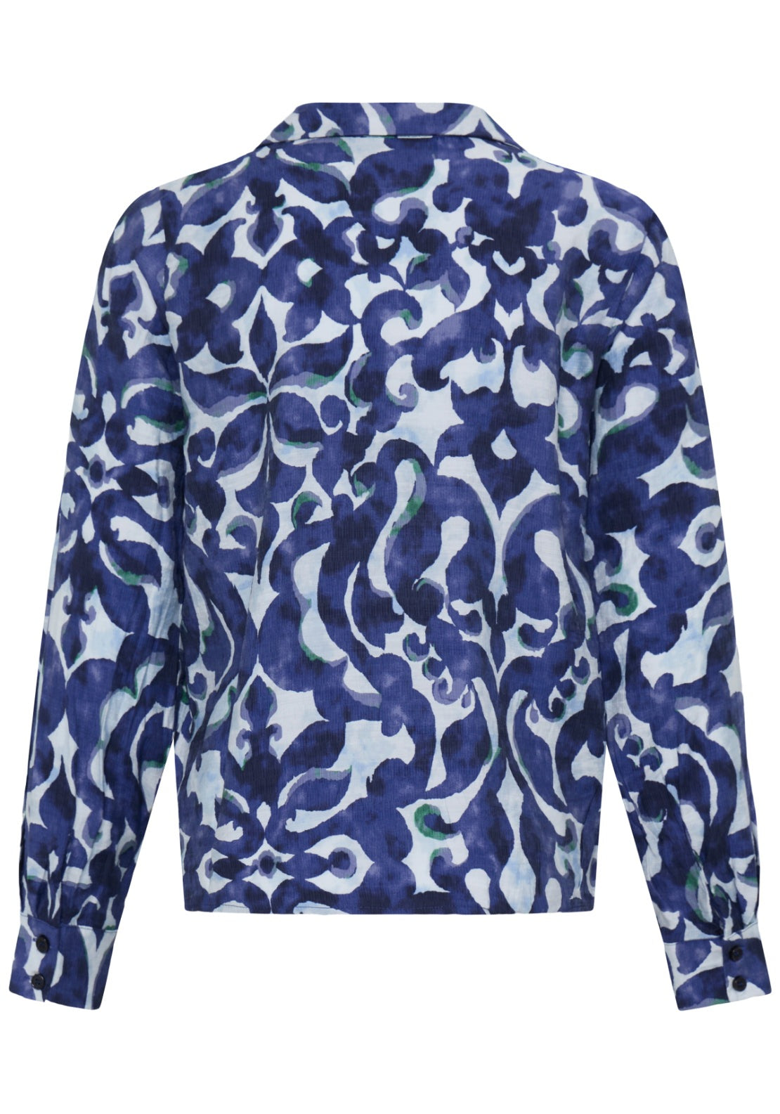 Fransa Lightweight Long Sleeve Patterened Blouse - Boho Bloom Navy/green 2 Shaws Department Stores
