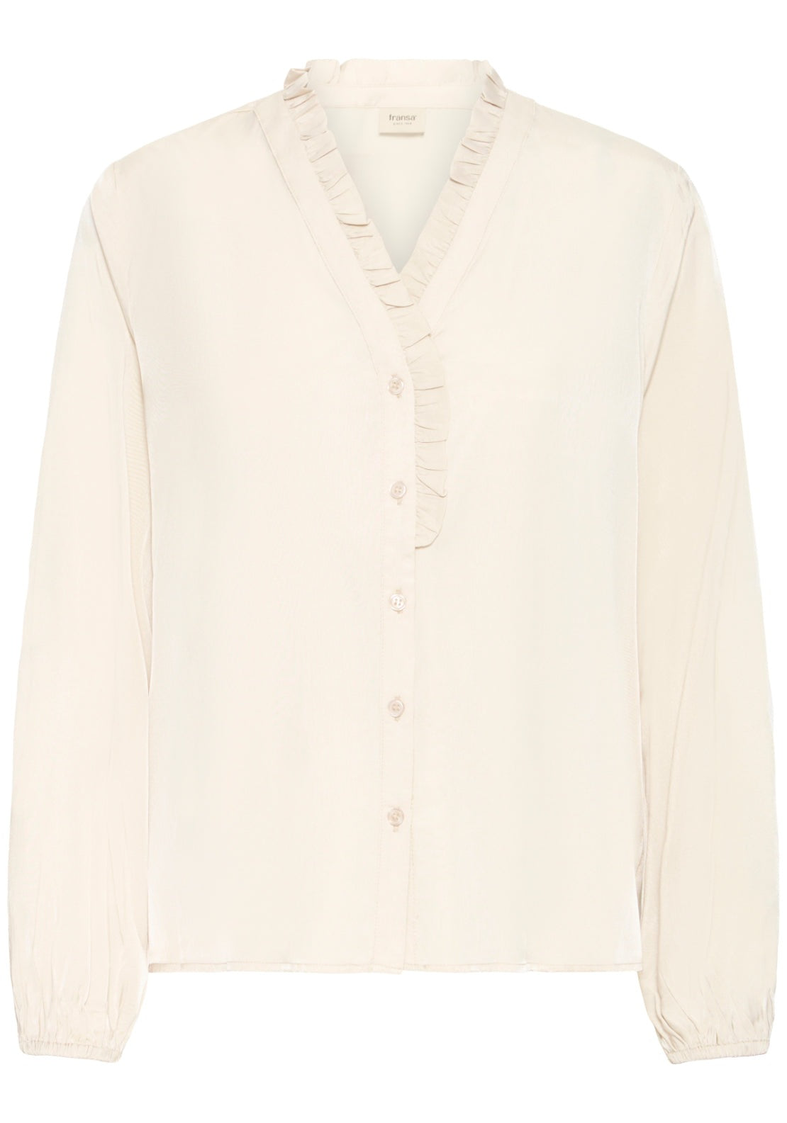 Fransa Long Sleeve Blouse - White 2 Shaws Department Stores