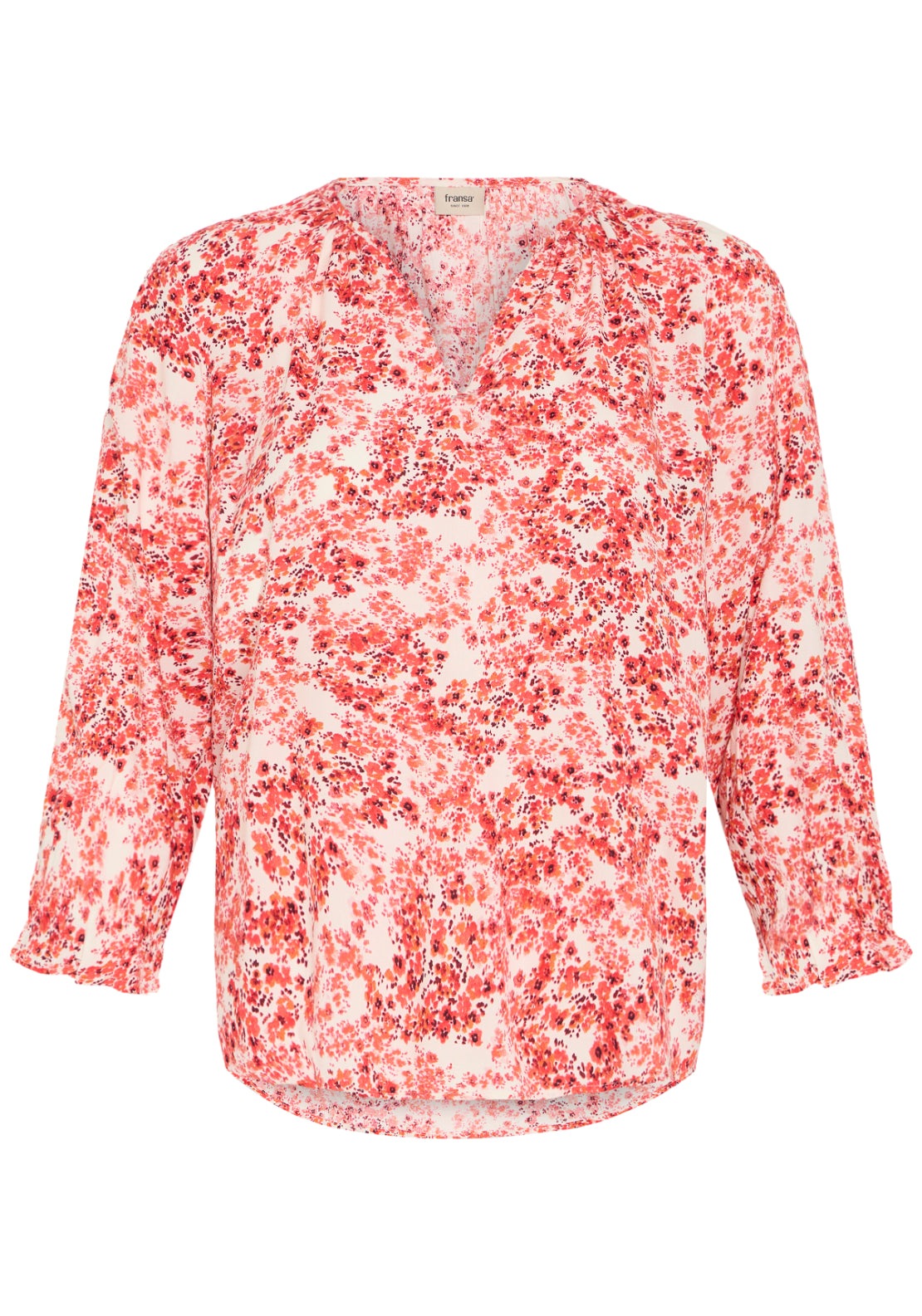 Fransa Hip Length Blouse - S. Floral Hibiscus 2 Shaws Department Stores
