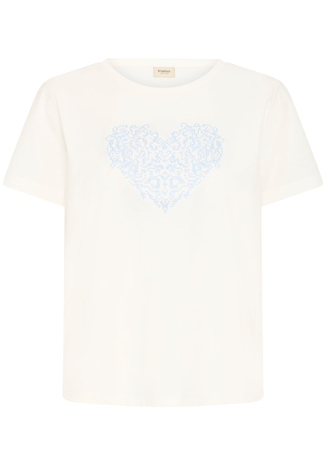 Fransa Heart Graphic T-Shirt - Hydrangea Emb 2 Shaws Department Stores