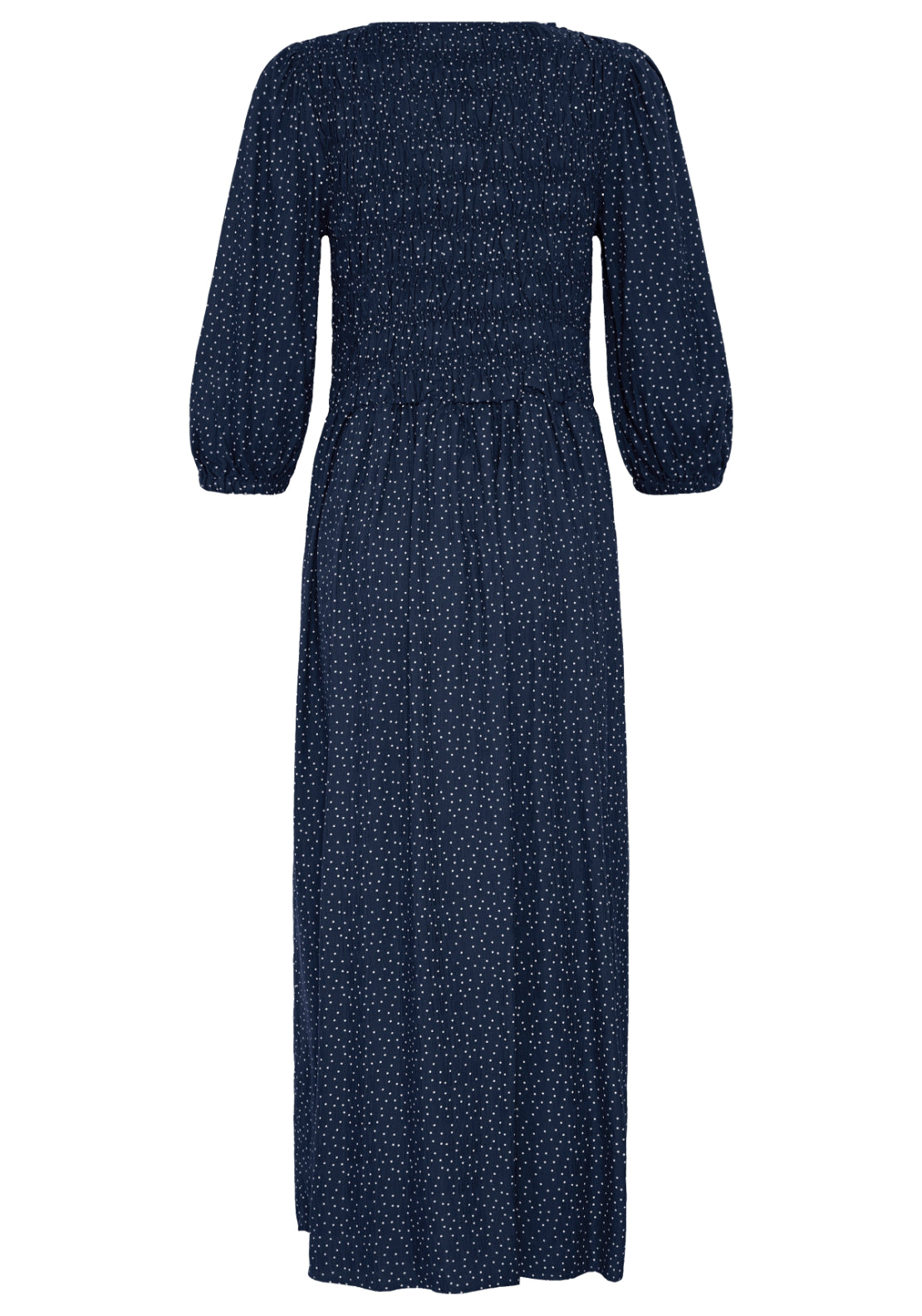 Gathered Bodice Dress - Dot Dots Navy Blazer