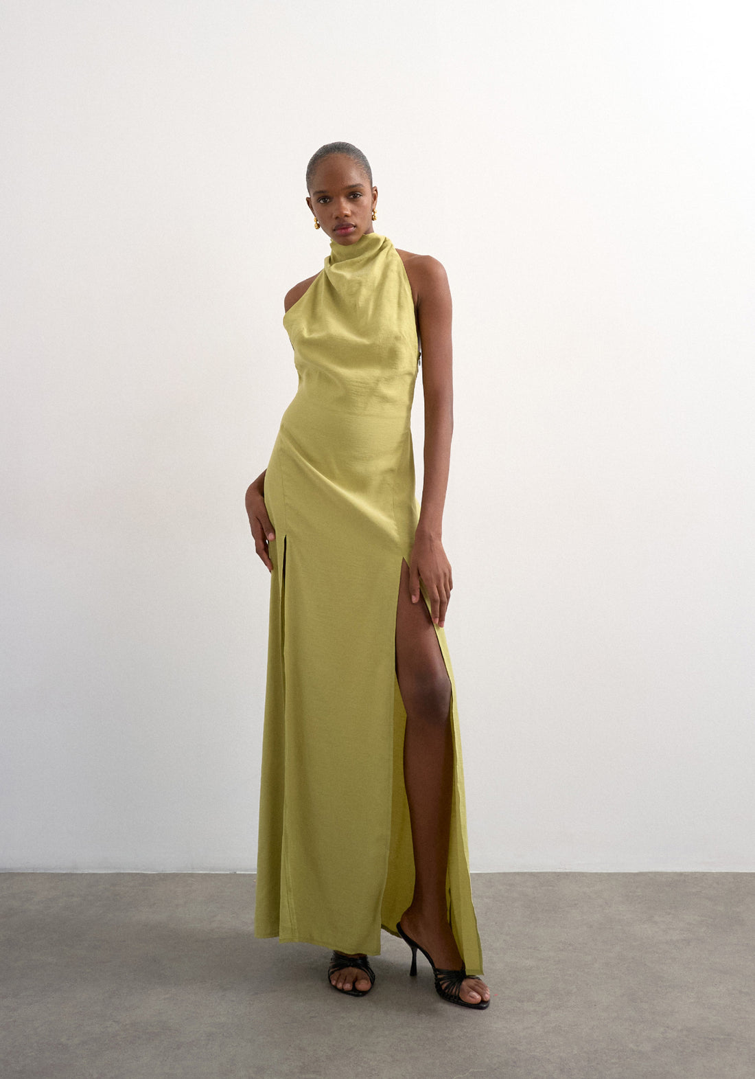 Gry Sleeveless Halterneck Maxi Dress - Lime