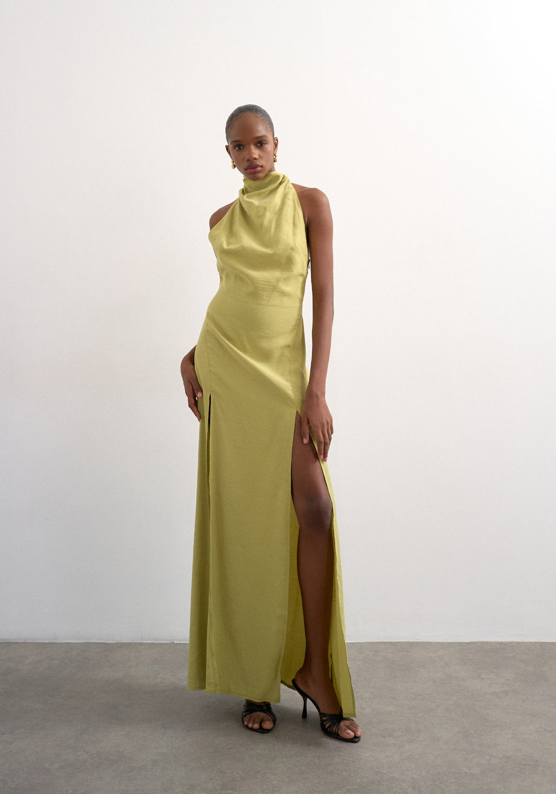Gry Sleeveless Halterneck Maxi Dress - Lime