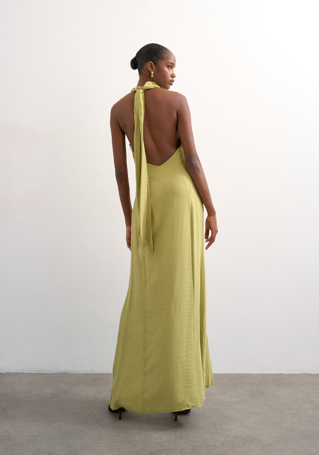 Gry Sleeveless Halterneck Maxi Dress - Lime
