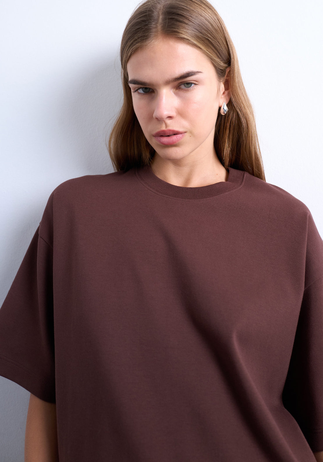 Victoria Short Sleeve Oversized T-Shirt - Chocolate Brown