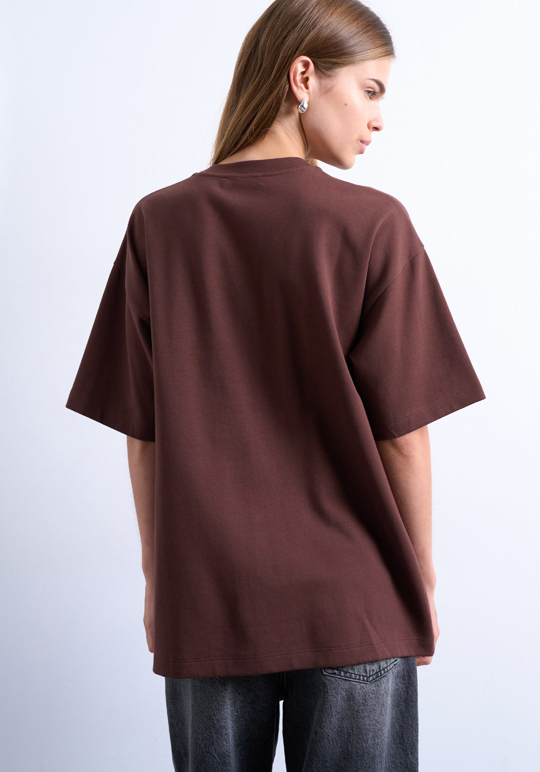 Victoria Short Sleeve Oversized T-Shirt - Chocolate Brown