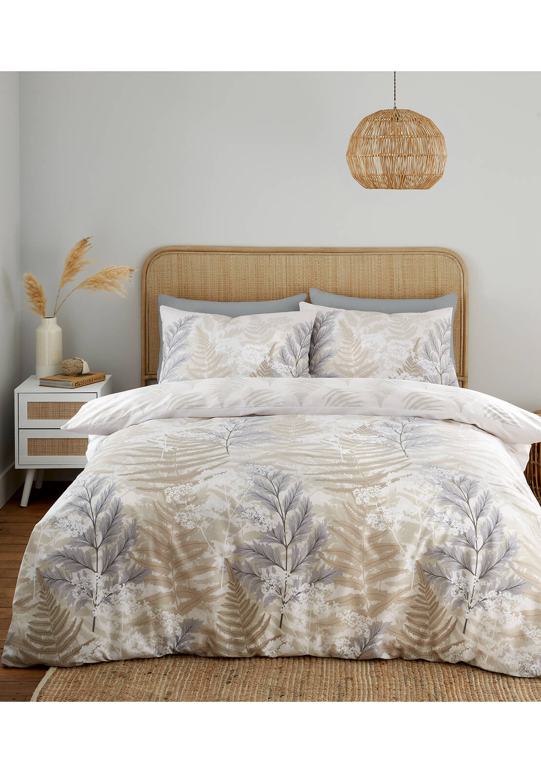  The Home Collection Botanical Fern Floral Reversible Duvet Cover Set - Natural 1 Shaws Department Stores