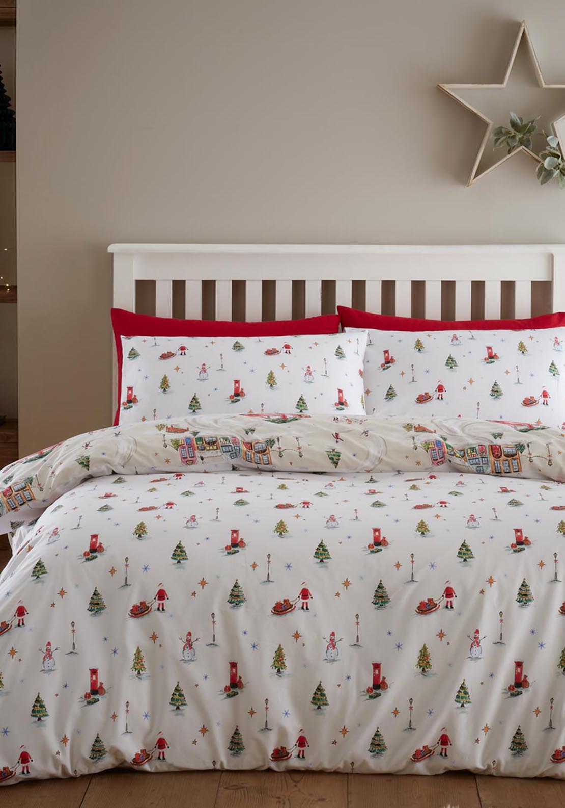 The Home Christmas 100% Brushed Cotton Christmas Village Duvet Cover Set 2 Shaws Department Stores