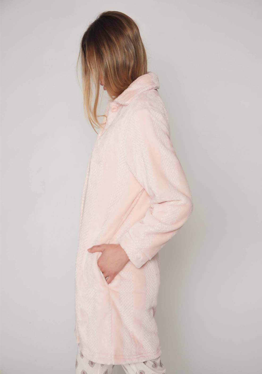 Admas Cable Dressing Gown - Pink 4 Shaws Department Stores