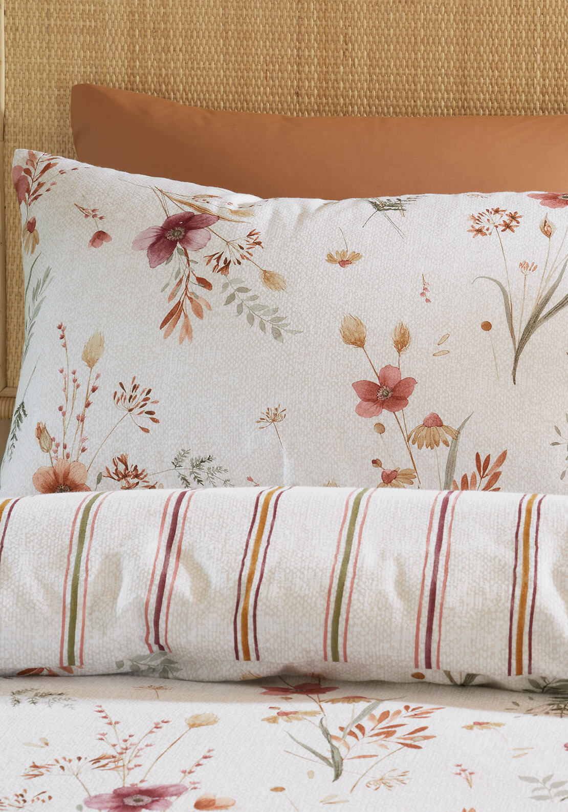  The Home Collection Brushed Cotton Autumnal Floral Reversible Duvet Cover Set - Natural 4 Shaws Department Stores