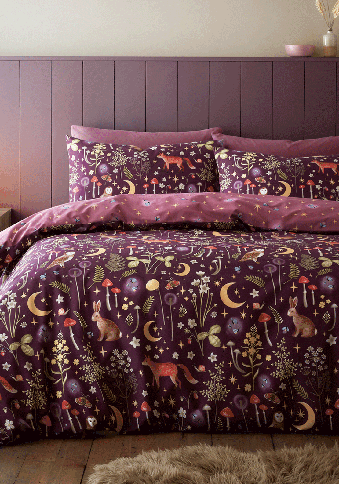 The Home Collection Nightfall Animals Duvet Cover Set - Purple 1 Shaws Department Stores
