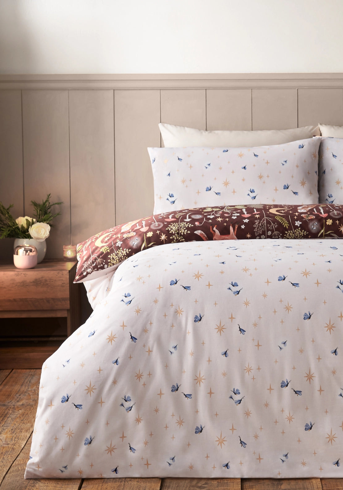 Enchanted Twilight Animals Reversible Duvet Cover Set - Brown
