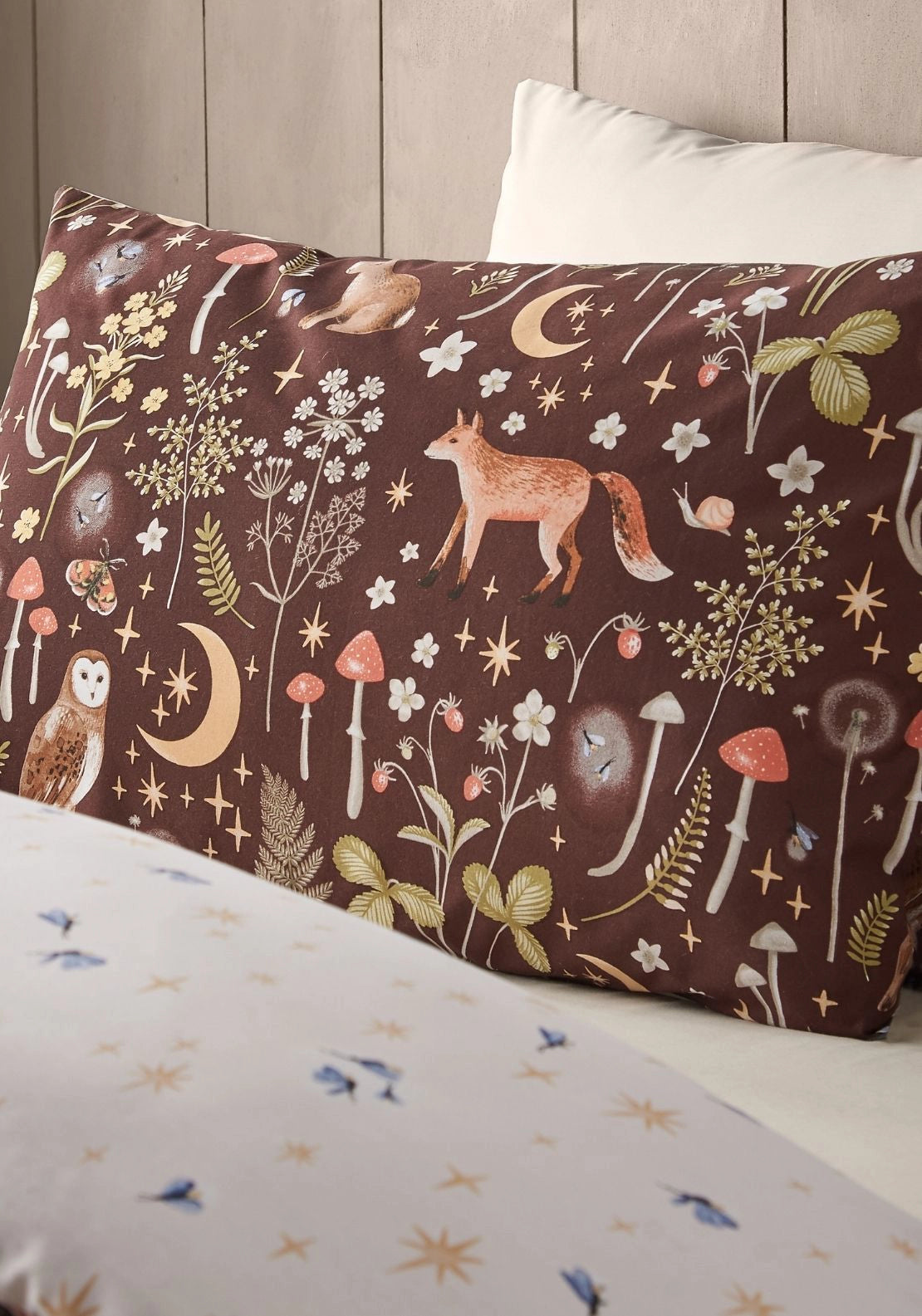 Enchanted Twilight Animals Reversible Duvet Cover Set - Brown
