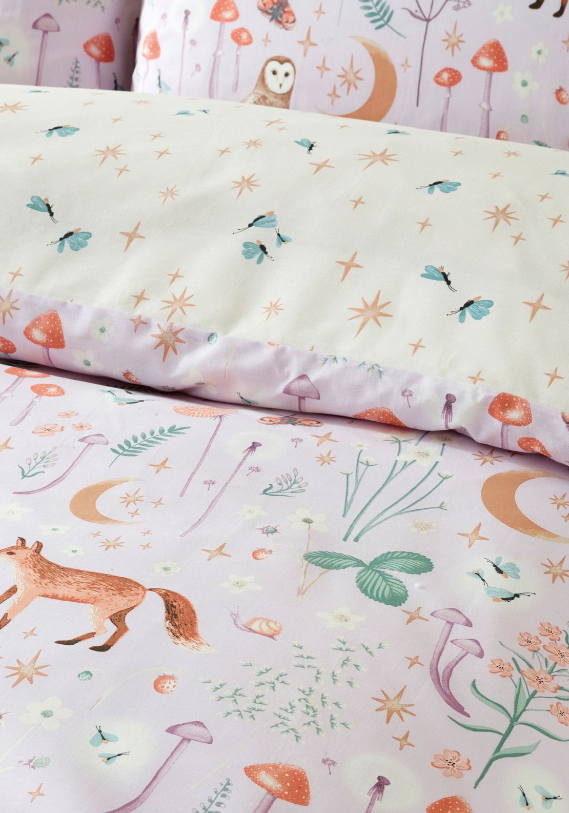 Catherine Lansfield Enchanted Twilight Animals Reversible Duvet Cover Set - Purple 4 Shaws Department Stores