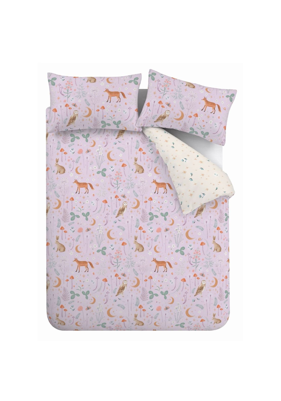 Catherine Lansfield Enchanted Twilight Animals Reversible Duvet Cover Set - Purple 5 Shaws Department Stores