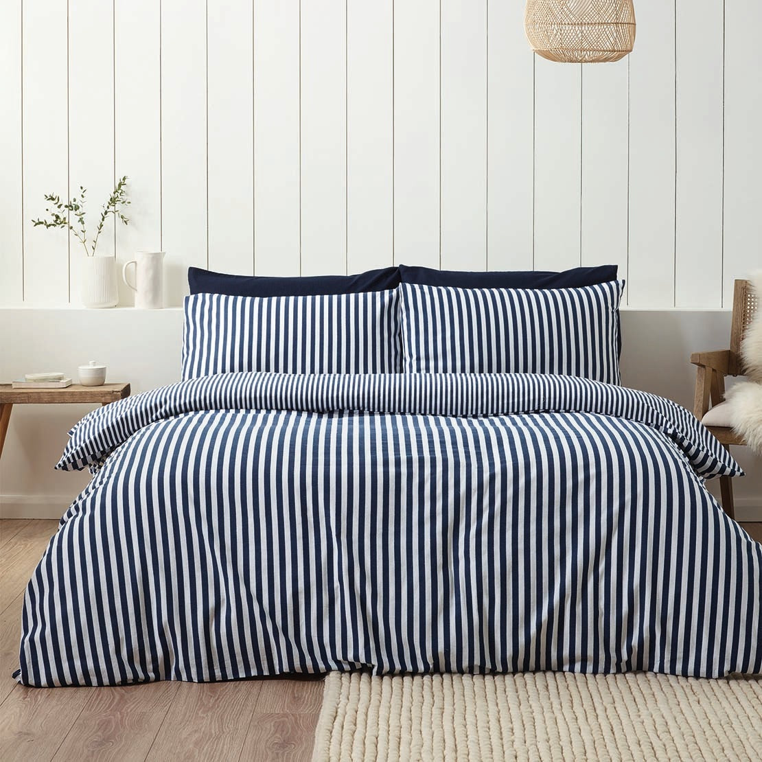 The Home Collection Brushed Fine Stripe Duvet Cover Set 1 Shaws Department Stores