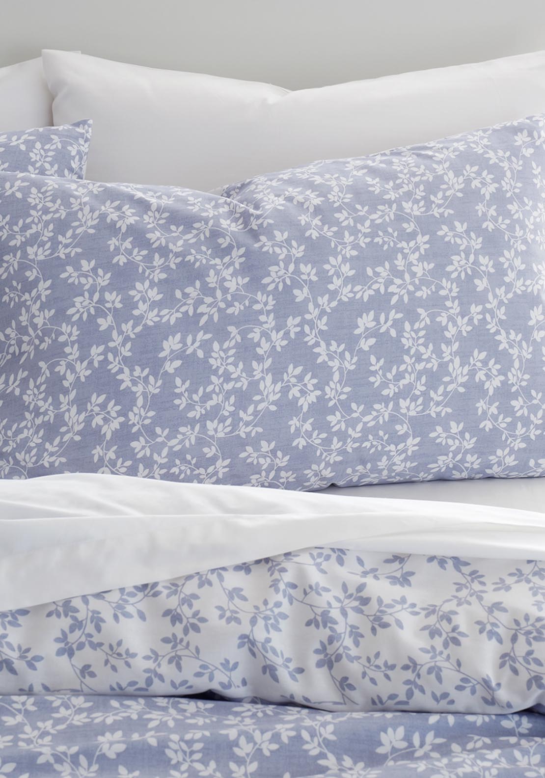 The Home Luxury Collection 100% Cotton 200 TC Silhouette Leaves Duvet Cover Set - Blue 3 Shaws Department Stores