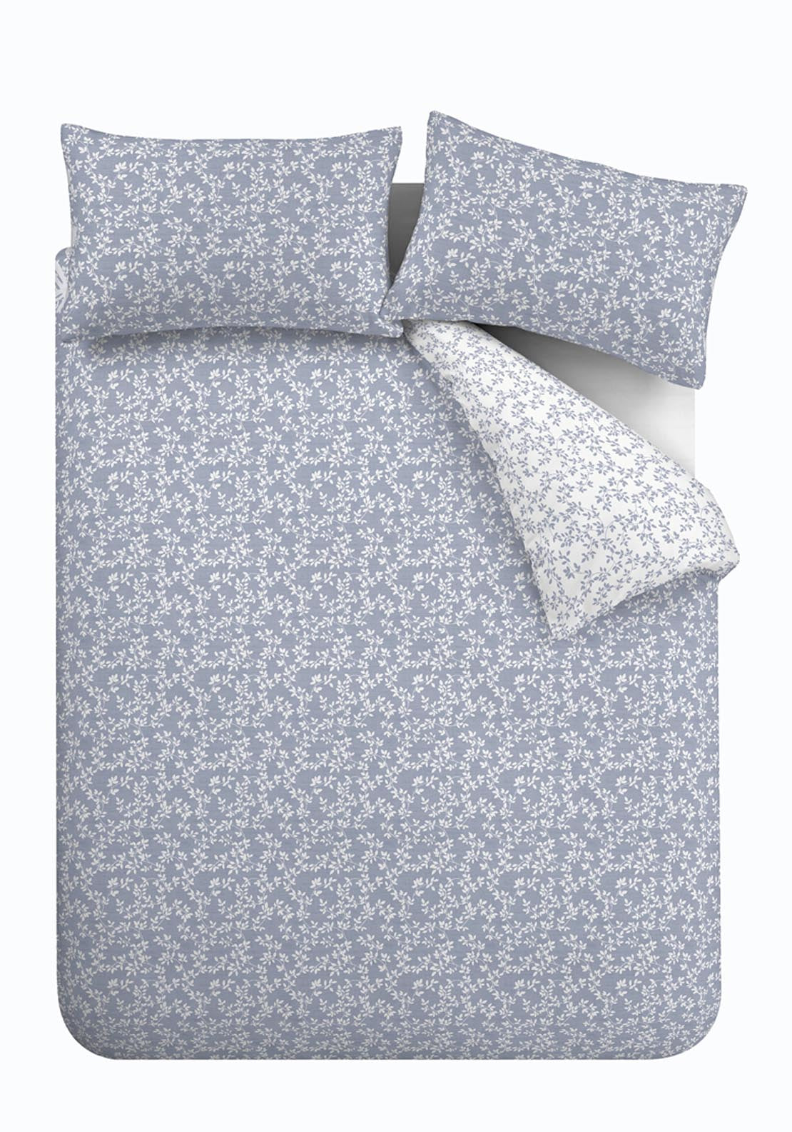 The Home Luxury Collection 100% Cotton 200 TC Silhouette Leaves Duvet Cover Set - Blue 5 Shaws Department Stores