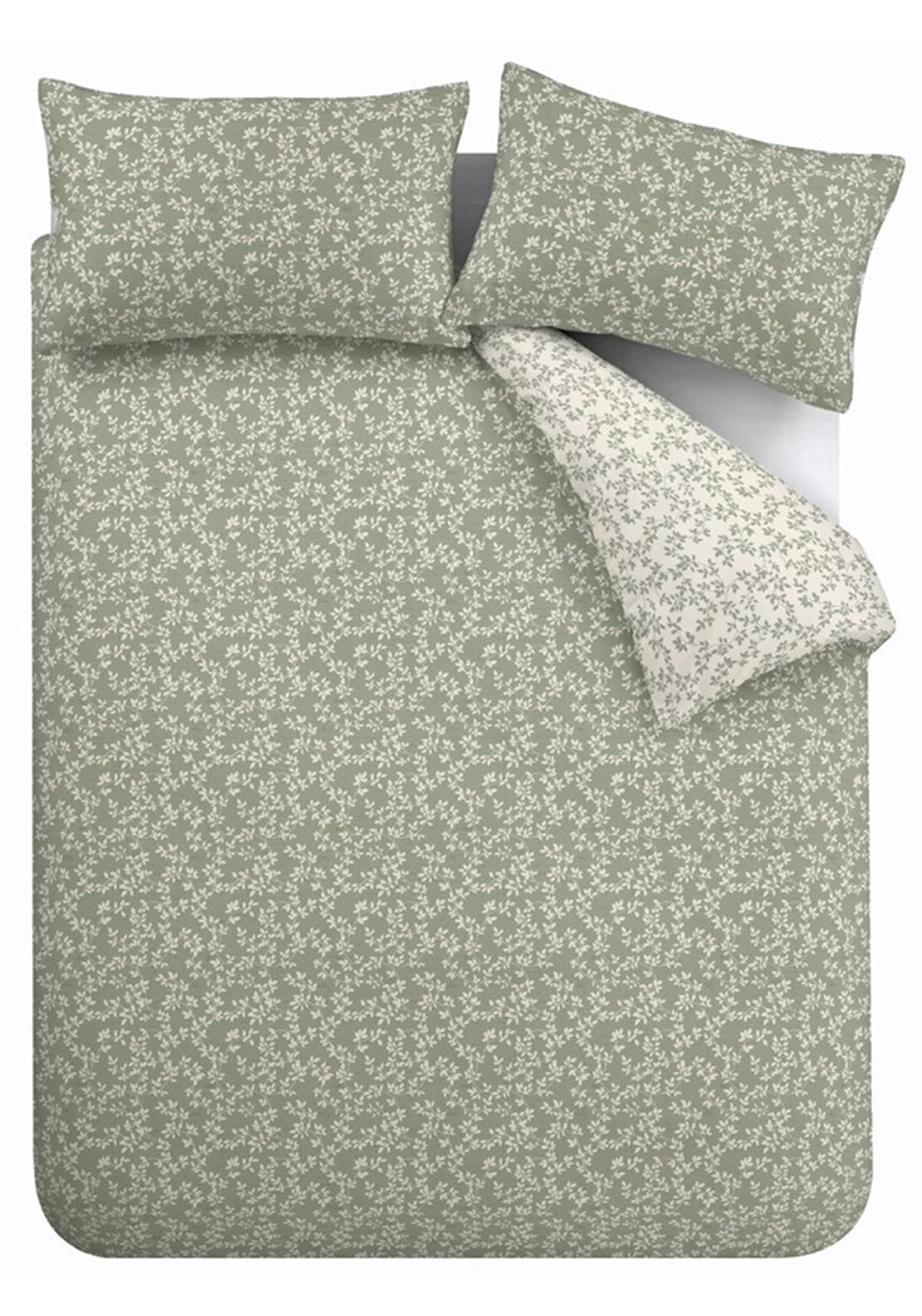 The Home Luxury Collection 100% Cotton 200 TC Silhouette Leaves Duvet Cover Set - Green 5 Shaws Department Stores