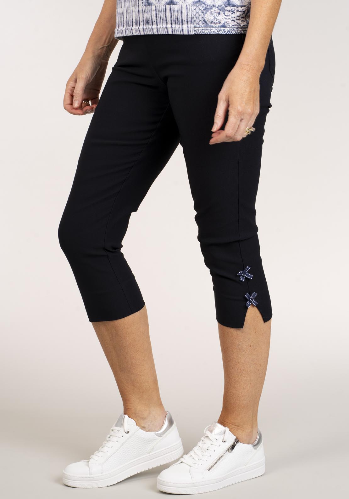 Tea Lane Crop Tummy Control With Bow - Navy 2 Shaws Department Stores