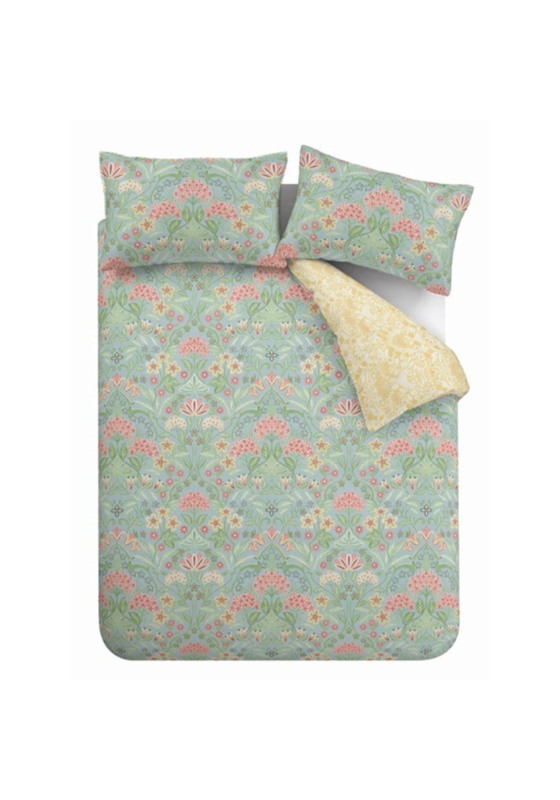 Rhs Art Deco Hydrangea Reversible Cotton Duvet Cover Set - Green 5 Shaws Department Stores