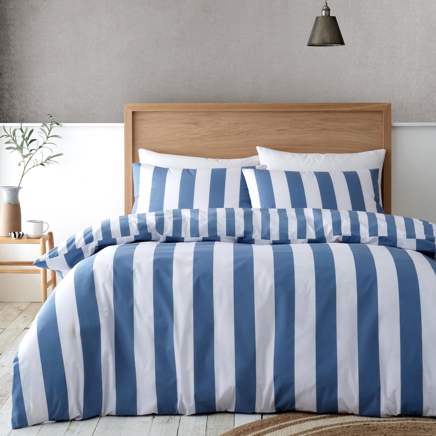 The Home Collection Bold Stripe Reversible Duvet Cover Set - Blue 3 Shaws Department Stores