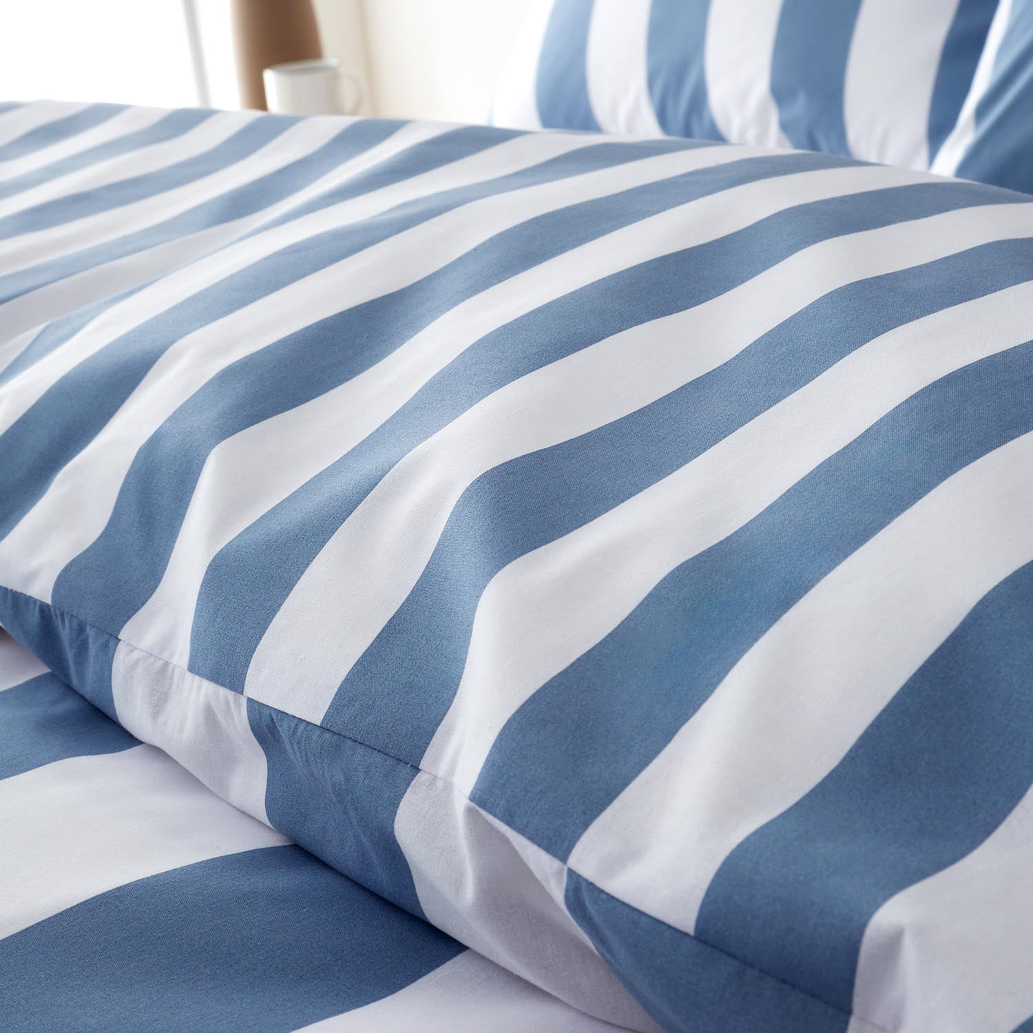 The Home Collection Bold Stripe Reversible Duvet Cover Set - Blue 5 Shaws Department Stores