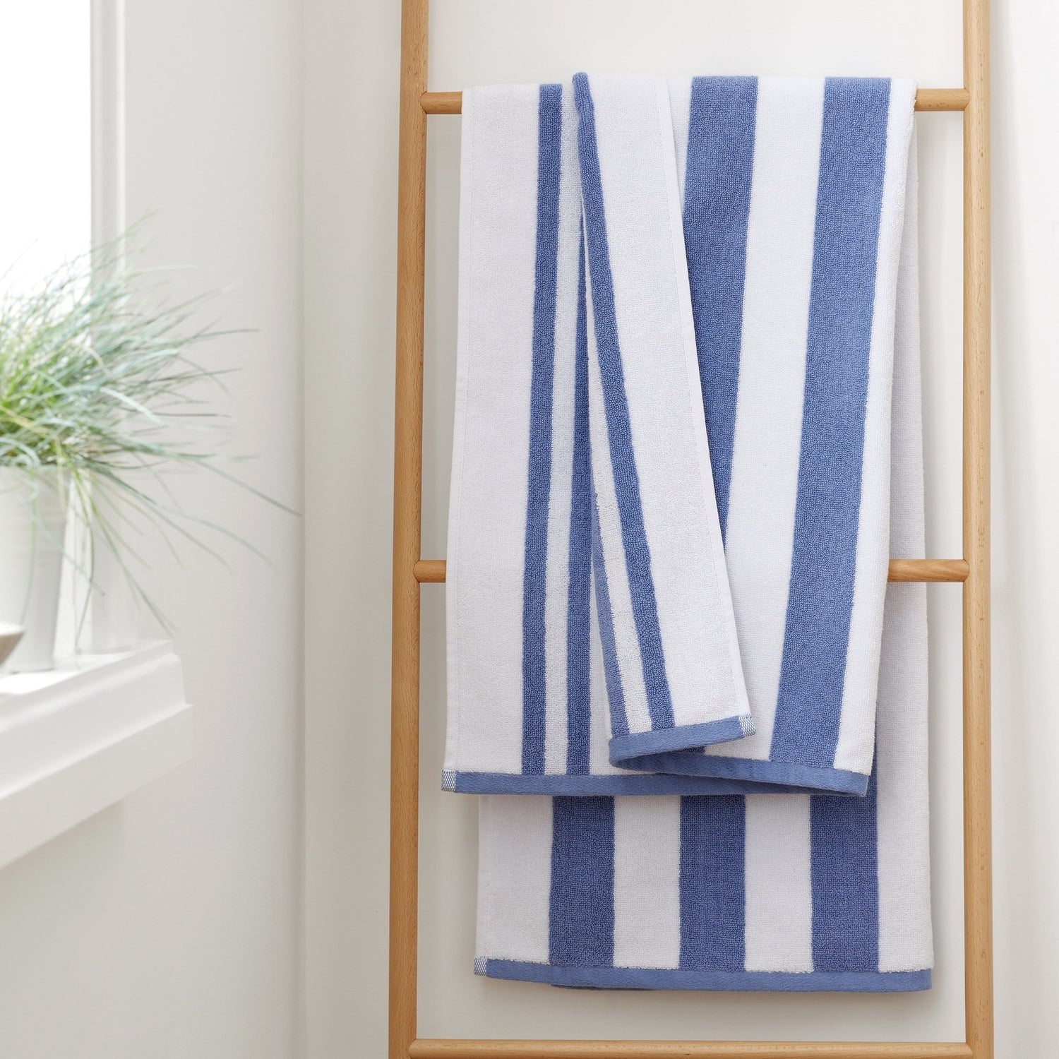 Catherine Lansfield Reversible Stripe Jacquard Towel Collection - Chambray Blue 2 Shaws Department Stores