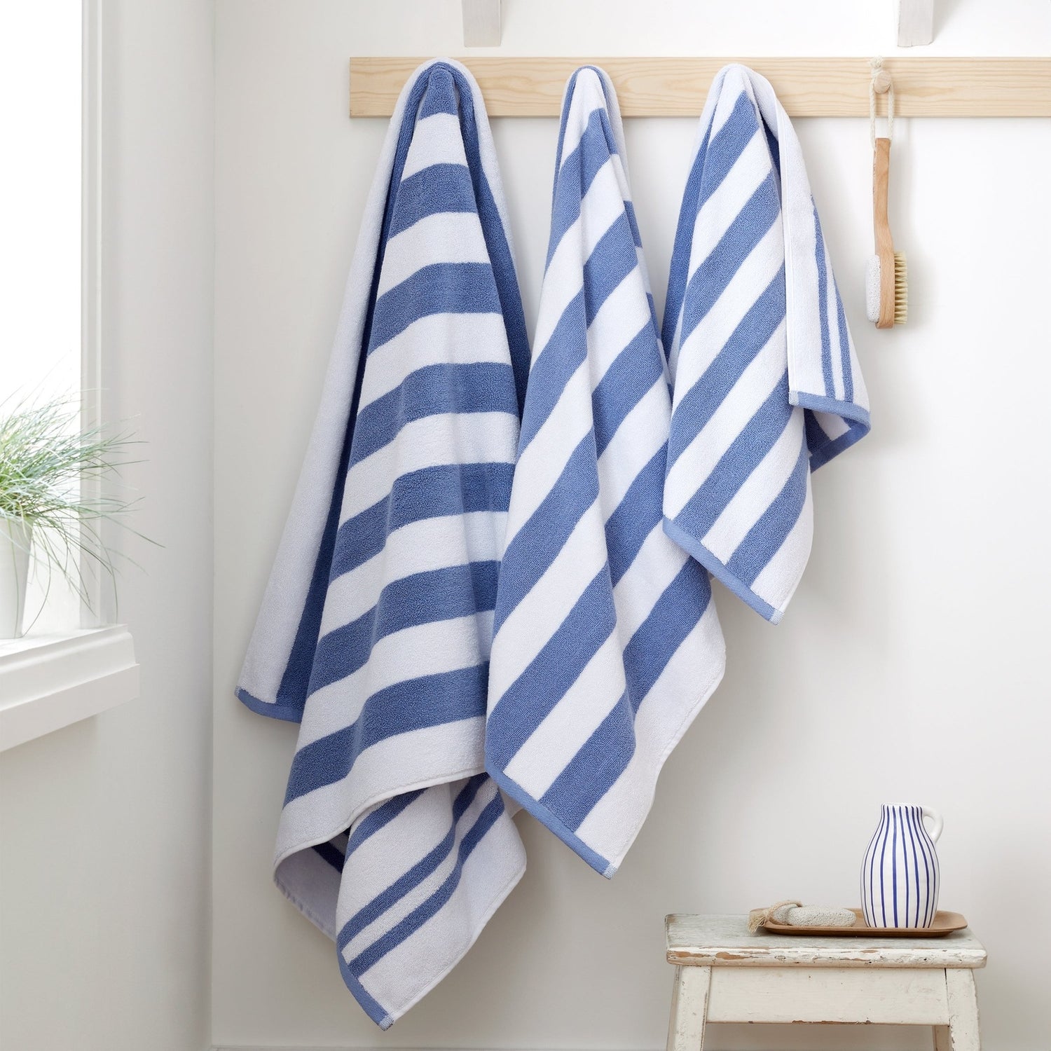 Catherine Lansfield Reversible Stripe Jacquard Towel Collection - Chambray Blue 1 Shaws Department Stores