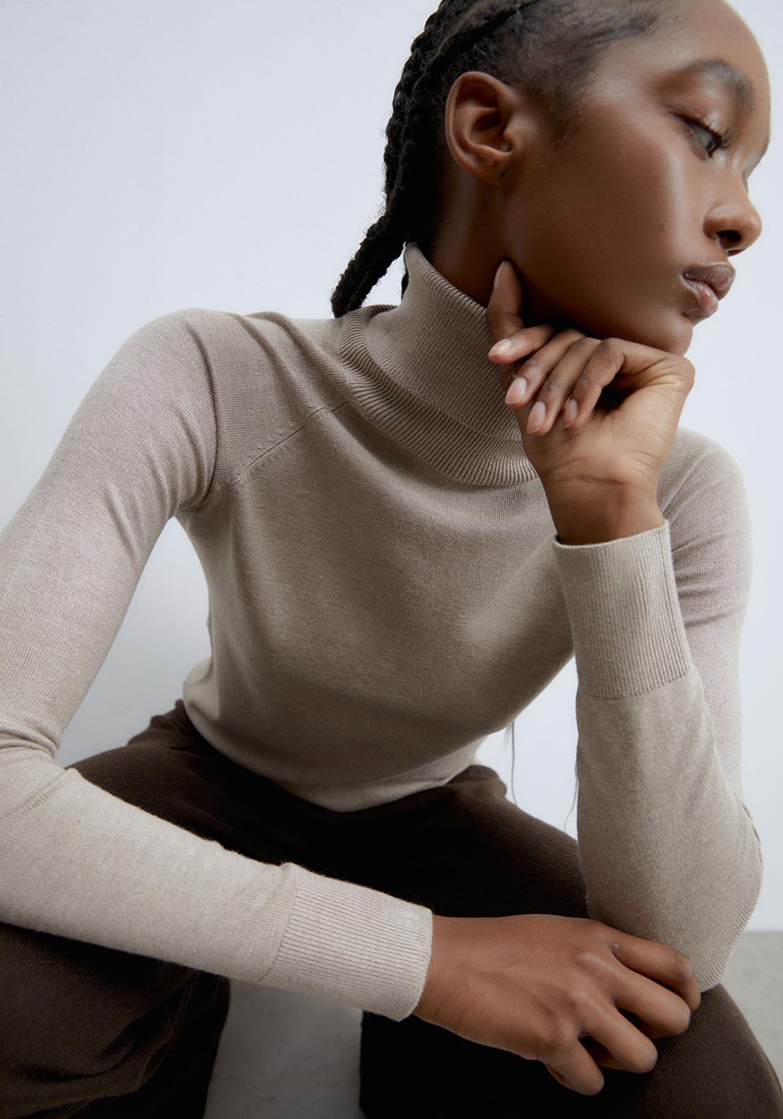 Sfera Basic high-neck top - Beige Acid 3 Shaws Department Stores