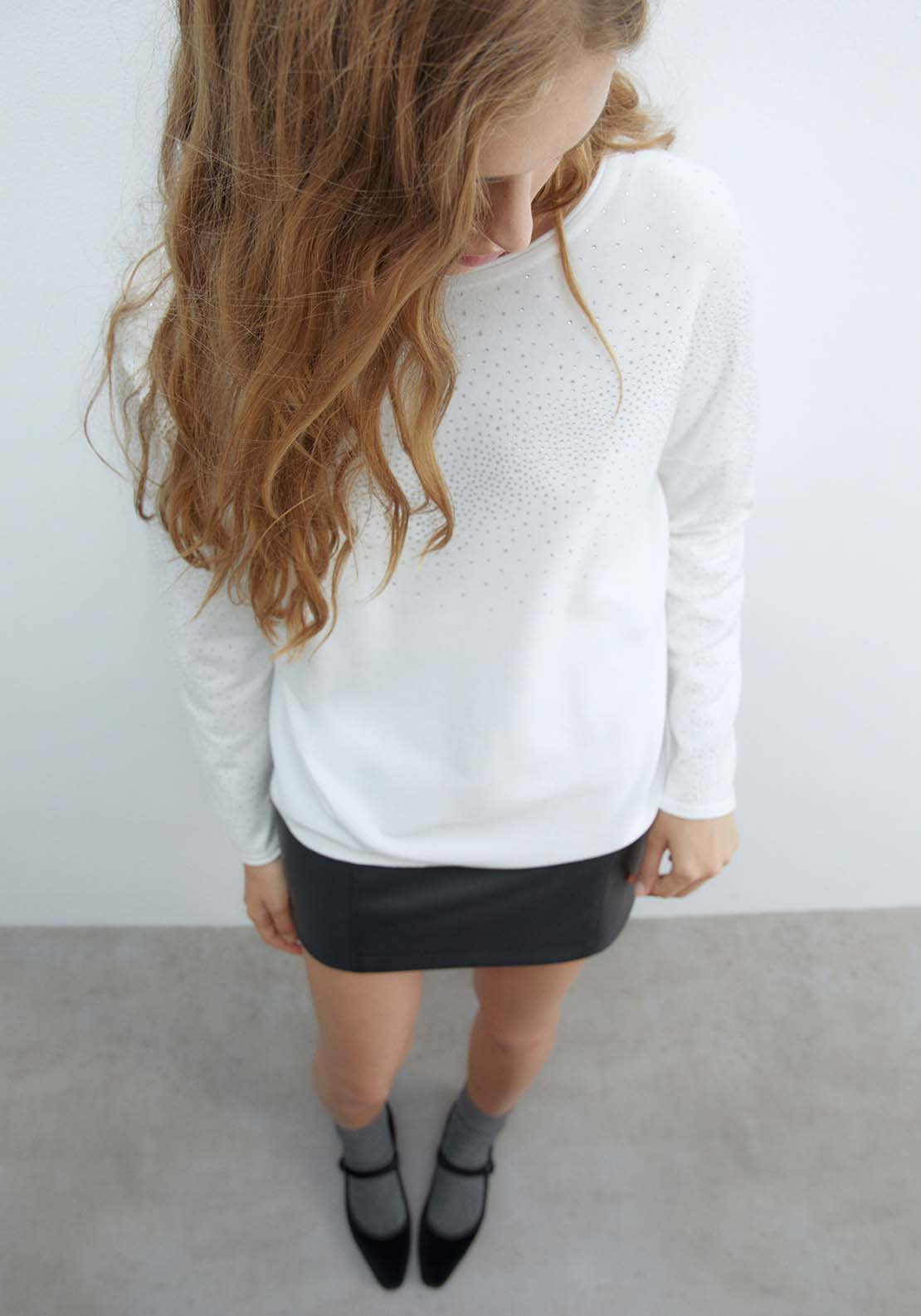 Sfera Diamanté Sweater - White 3 Shaws Department Stores