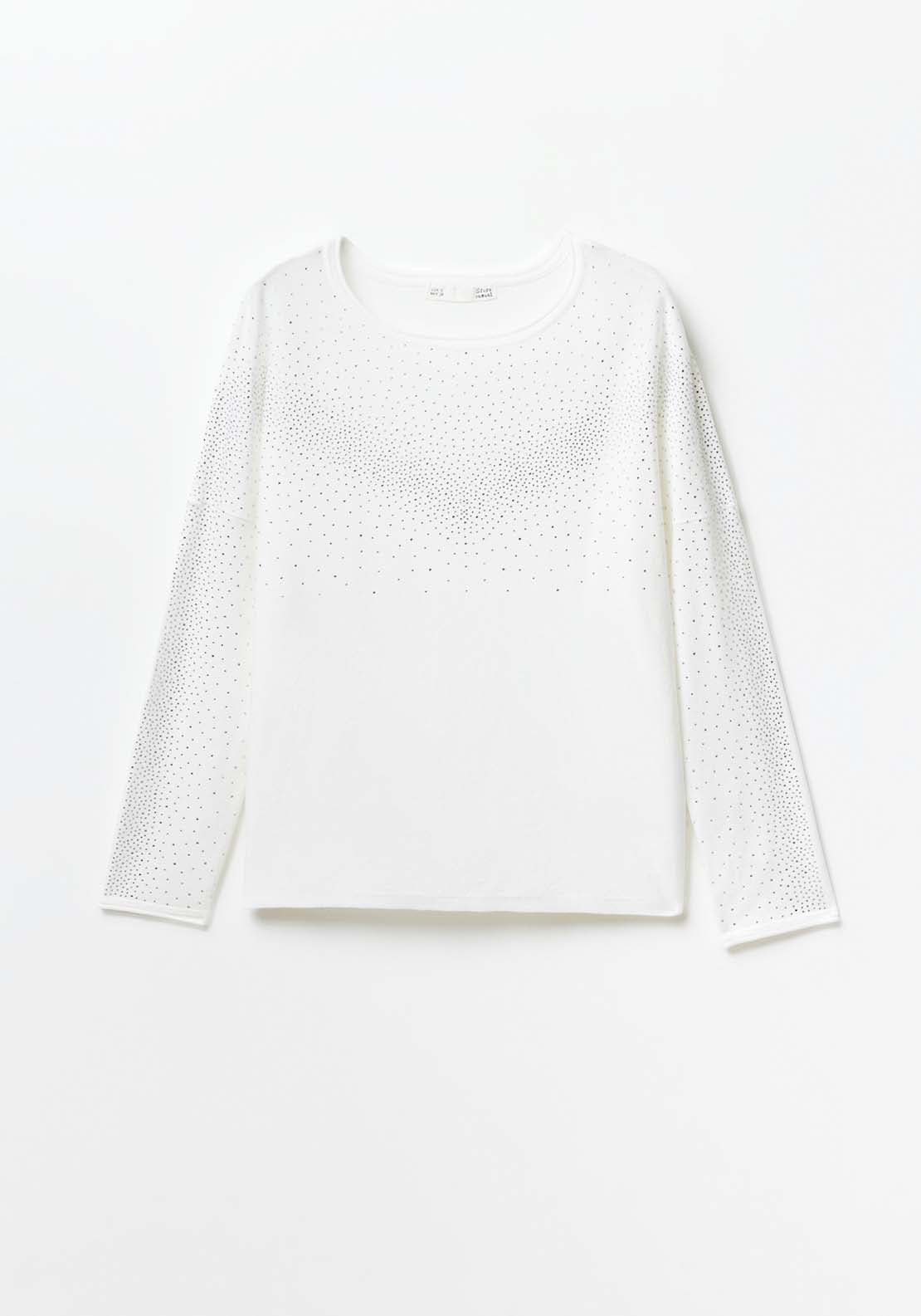 Sfera Diamanté Sweater - White 5 Shaws Department Stores