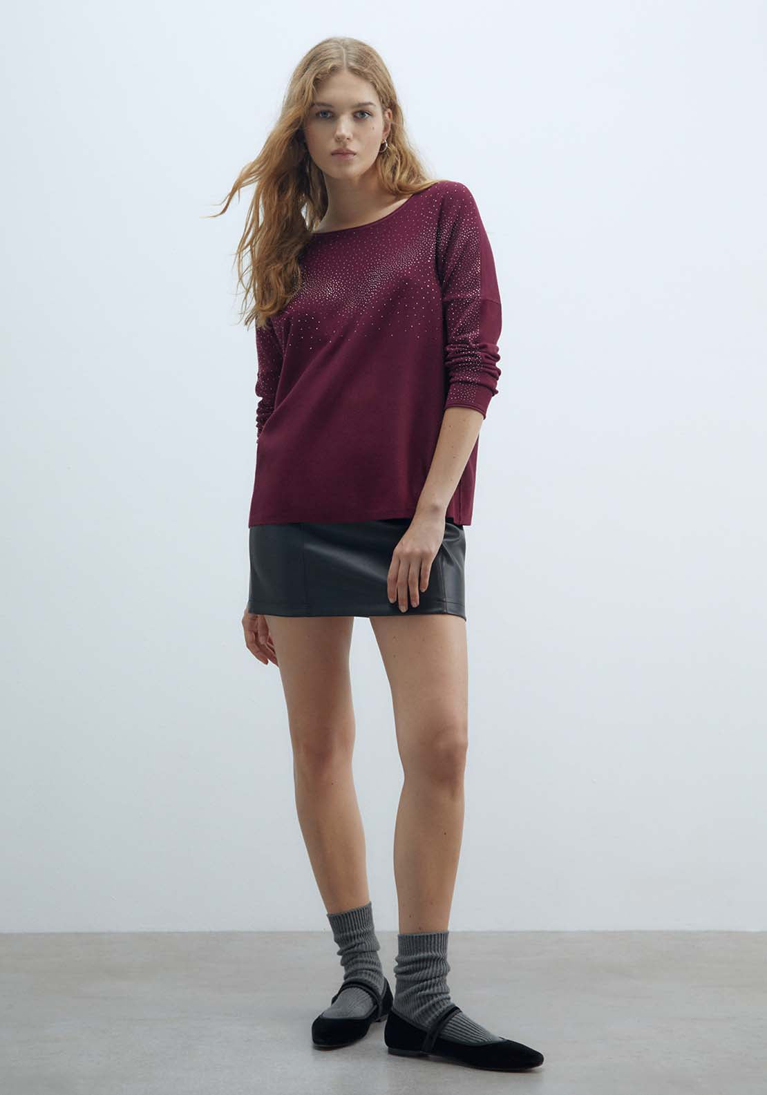 Sfera Diamanté Sweater - Currant 2 Shaws Department Stores