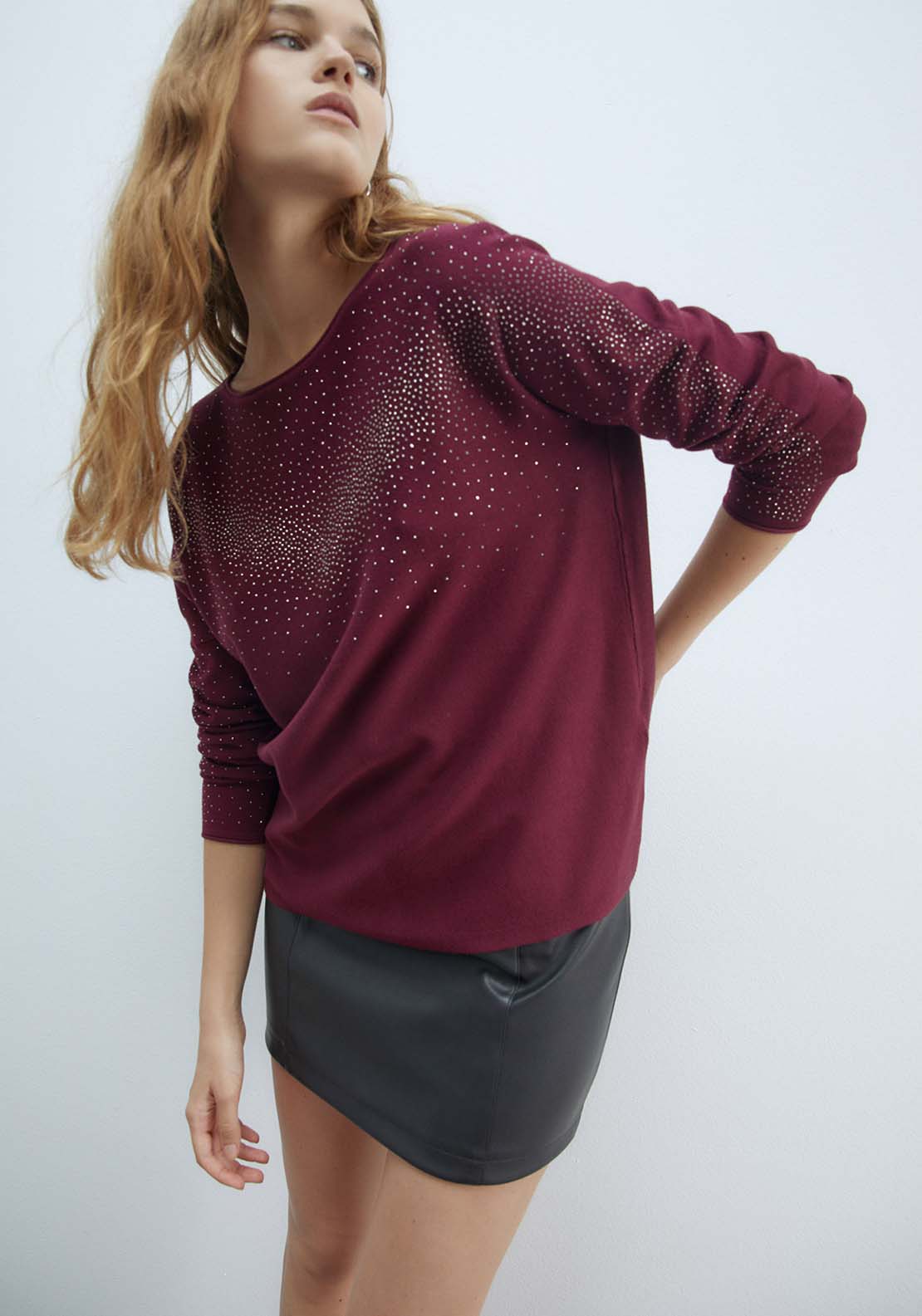 Sfera Diamanté Sweater - Currant 1 Shaws Department Stores